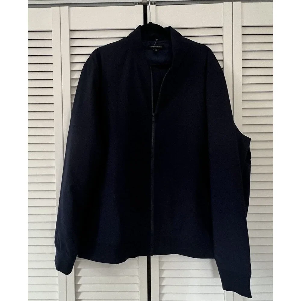 New Banana Republic‎ Men’s Water Repellent Bomber Jacket, Navy, Size XXL